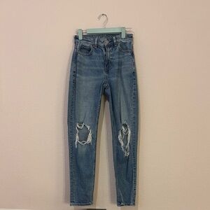 Blue Stigid Ripped Mom Jeans